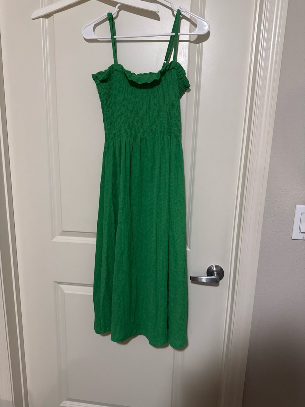 Green Smocked Sundress - Casual Spaghetti Strap Dress